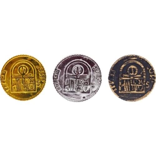 100pcs Pirate Treasure Game Poker Chips Gold Plating Plastic Poker Casino Coin U2JB