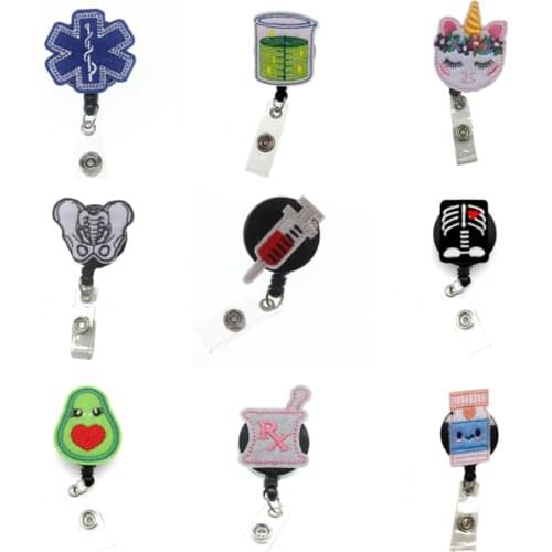 20pcs/lot New Style Felt doctor/nursing Retractable Id Badge Holder Reel