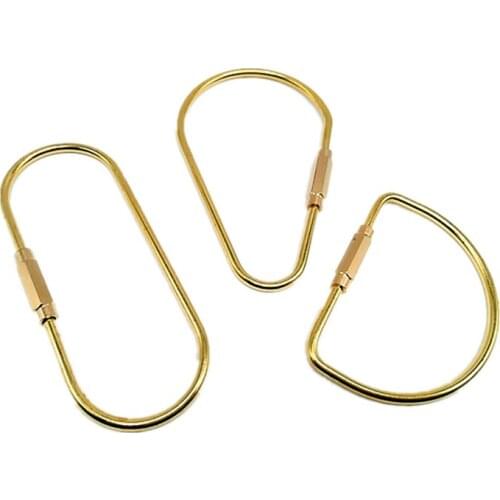 5Pcs/lot Brass Screw D-ring O Shaped D Shaped Locking Carabiner Clip Hook Buckle Key Chain Ring Snap Keychain