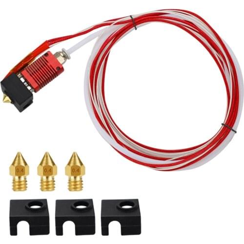 7pcs Creality Ender 3 V2/3 Pro Printer Upgrade Parts Assembly Extruder Hot End With PTFE Tube+silicone Cap×3+0.4mm Nozzle×3 Kit