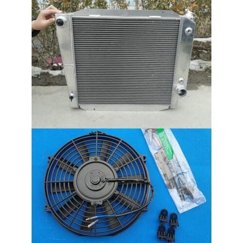 Aluminum Radiator + Fan For FORD BRONCO 5.0L V8 1966-1977 1976 1975 1974 1973 1972 1966 1967