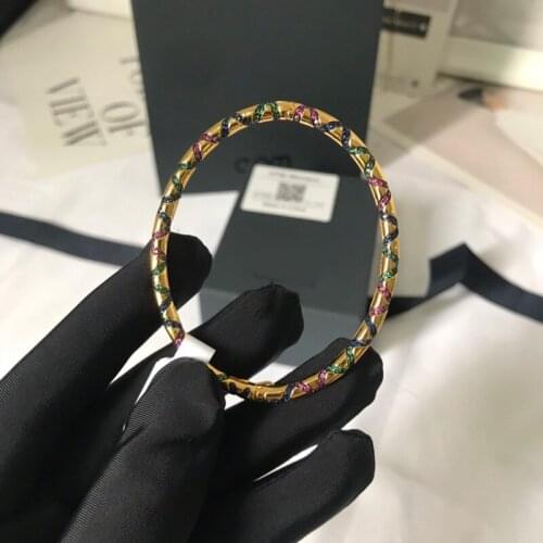 Fashion Charms Copy 1:1 Copy, Yellow Multi-color Tribal Bangle With Crosses Women Luxury Jewelry Gift