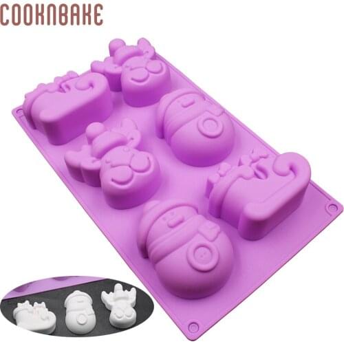 COOKNBAKE cake Baking Tool Christmas Deer Silicone Mold for handmade soap resin gypsum Snowman sled shape candy chocoalte form