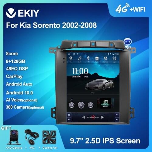 EKIY Android 10 Tesla Style Car Radio For Kia Sorento 2002-2008 Navigation GPS Stereo Multimedia Player Vertical Screen 2din DVD