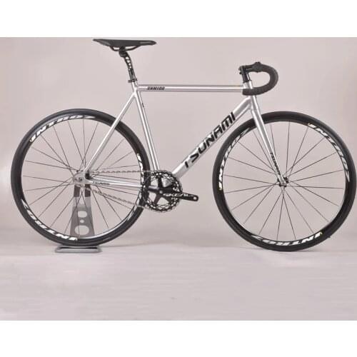 TSUNAMI Fixed Gear Bicycle Flat Spokes Wheels Aluminum Alloy Frame Single Speed Fixie Track Bike V Brake Customizable Rim