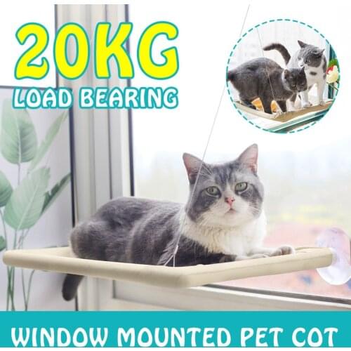 20KG Cat Hammock Window Mounted Cat Hammock Pet Hanging Bed Wood Shelf Seat Pet Climbing Toys Cat Lounger Soft Warm Bed