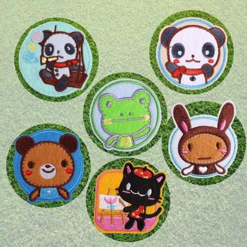 Fine Funny Little rabbit Kawaii Panda Patches Cartoon Animal Iron On Cheap Embroidered Appliques For Clothes Frog cat Badges