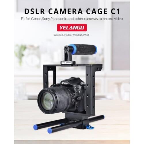 Canon DSLR Camera Cage With 15mm Rod Rig For Nikon Pentax 5D Mark II 7D 60D YELANGU C1