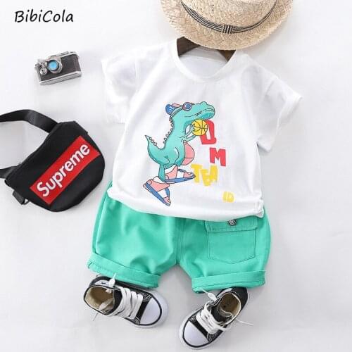 Toddler Boy Clothes Set Dinosaur Print Cotton T-Shirt +Shorts Baby Kids Boy Outfit Suit 1-4 Years Fashion Boy Summer Tracksuit