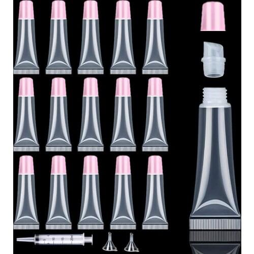 50PCS 15ml Lip Gloss Tubes Clear Empty Lip Balm Containers Refillable Soft Cosmetic Tubes For DIY Lip Gloss Travel Toiletries