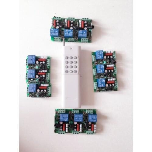 Leraning code 3000M AC 220V 1CH 10A RF wireless switch remote control System 12 Receiver&1Transmitter Interruptor remoto