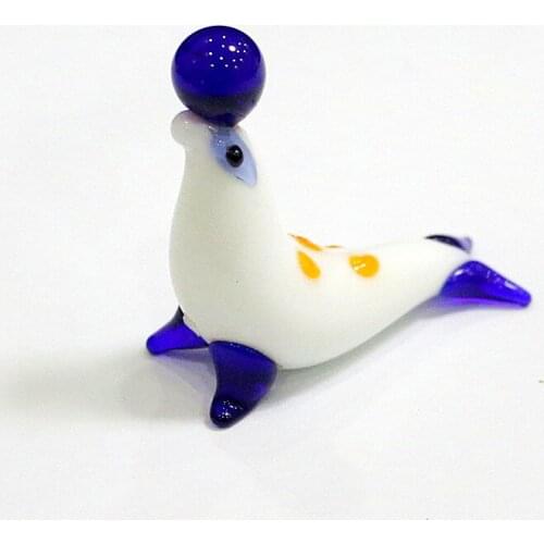 Miniature Glass Sea Dog Figurines Aquarium Home Decoration Accessories Cute Funny Marine Animals Craft Ornaments Gifts For Kids