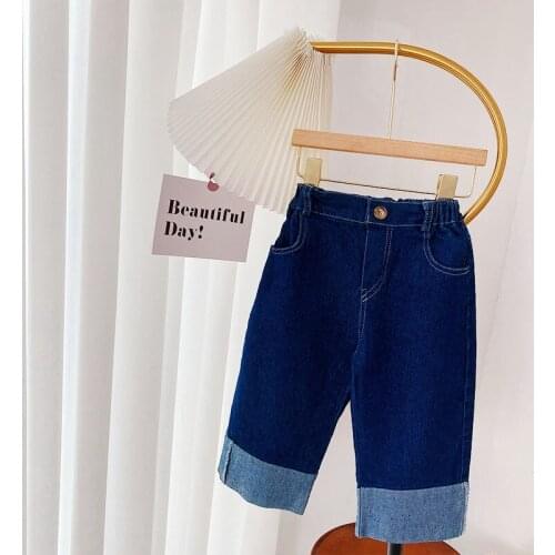Fashion Girls Kids Princess Jeans Pant Autumn Children Baby Wide Leg Denim Pants Trousers ADK23