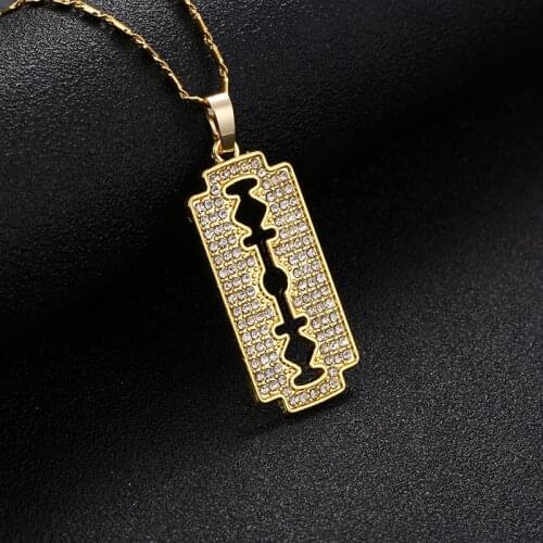 Fashion Razor Blades Pendant Necklaces Men Jewelry Steel Shaver Shape Necklaces & Pendants Women wholesale