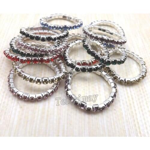 Fashion mix lot crystal rings for girl, adjustable alloy rings wholesale, 50pcs/lot multicolor crystal ring for promotion, gift