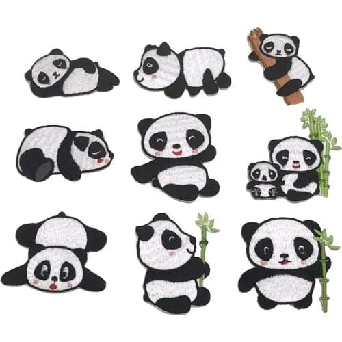 Cartoon Panda Embroidery Sticker Applique Embroidery Notebook Patches Clothing Hole Repairing Patches Accessories
