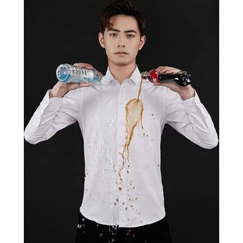 BROWON Brand Men Shirt Business Hydrophobic Material Long Sleeve Anti-fouling Social Shirt Slim Fit Shirt Big Size 5XL