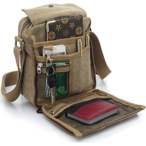 Mens Casual Multi Function One Shoulder Bag Waterproof Canvas Sling Bag Travelling Outing Outdoor Pouch
