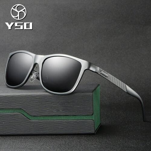 YSO Sunglasses Men Polarized UV400 Aluminium Magnesium Frame HD Lens Sun Glasses Driving Glasses Square Accessories For Men 8587