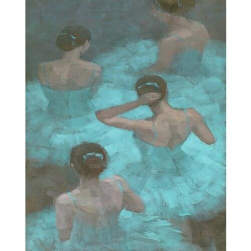 DIY Painting By Numbers Ballerinas in Blue Kit Oil Picture By Numbers Figure Wall Art Painting on Canvas Home Decoration Gift