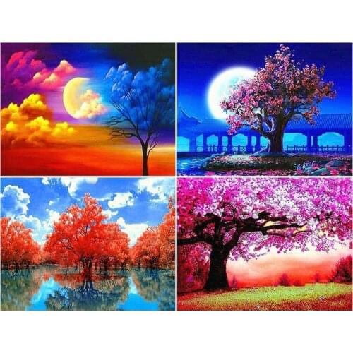 Diamond Painting Kits Tree Full Round With AB Drill Embroidery Sale Scenery Diamond Mosaic Scenic Rhinestones Pictures Beadwork