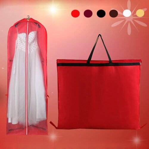 Nonwoven Wedding Dress Gowns Garment Dust Cover Clothing Storage Bag Travel Bag Folding Handbag Portable Women Men Bride
