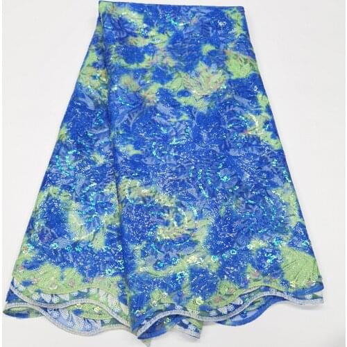 Latest French Tulle Lace Fabric 5 Yards 2021 High Quality Nigerian Wedding Luxury Sequin Embroidery African Lace Fabric