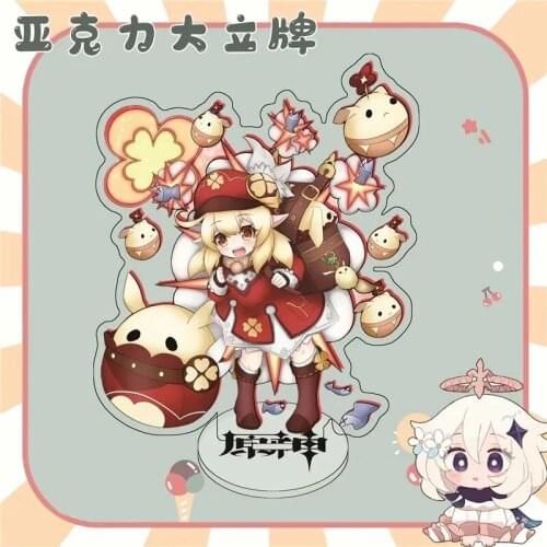 New 15cm Stand Acrylic Figure Genshin Impact Klee Cosplay Character Stand Kawaii Accessories For Boys Girls Collections Gifts