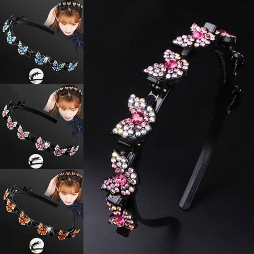 Crystal Butterfly Hair Hoop Rhinestone Black Braider Hair Clip New Fashion Headband Women Girl Weave Head Hoop Hair Accessories