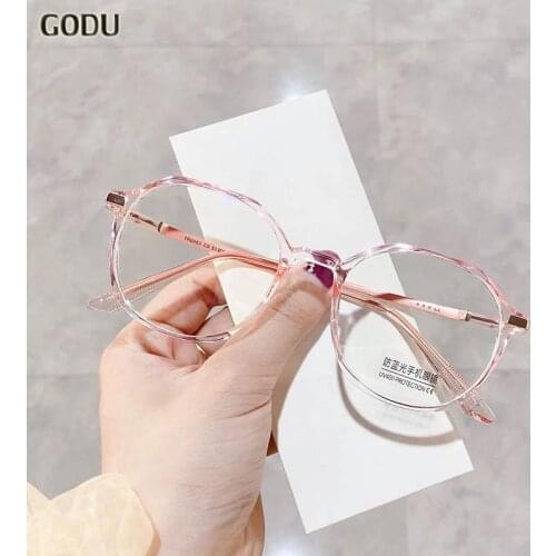 Anti Blue Light Glasses Blocking Filter Round Computer Glasses Men Women Super Light Frame Eyeglasses Pink Clear Spectacles