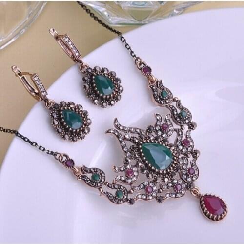 Women Turkish Necklace Sets Jewelry sets Colares Bijuterias Super Turkey Design Turkish Necklace And Earring Jewellery set Men