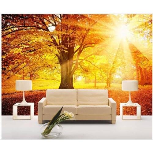 Custom photo 3d wallpaper a bunch of sunny golden trees scenery home decor living room 3d wall murals wallpaper for walls 3 d