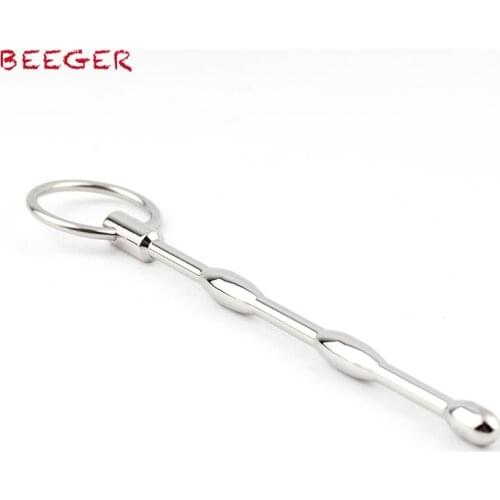 BEEGER Wind Swept Bulbed Penis Plug Surgical Steel Plug, Sensual curves enhance the experience during sounding and finished