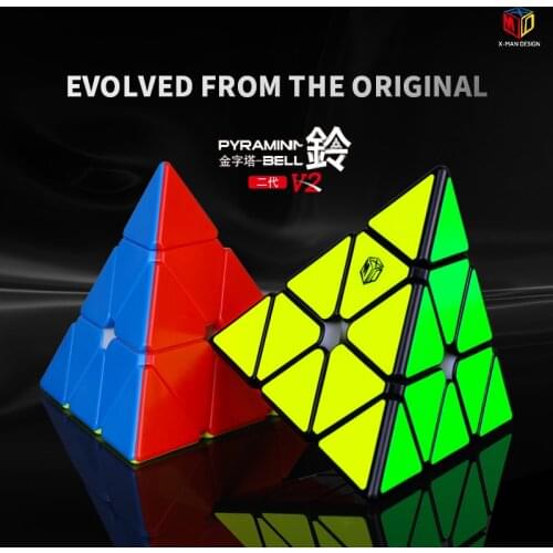 QiYi X-man Bell V2 Magnetic Pyramid 3x3 magic speed cube XMD bell pyramin 3x3x3 cubo magico Professional Educational Toys