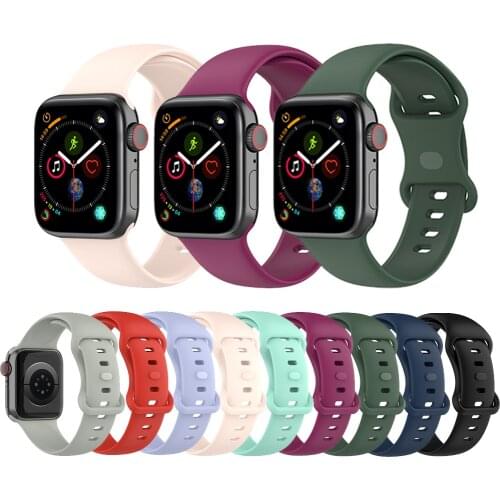 Silicone Strap for Apple Watch Band 44mm 40mm 42mm 38mm Sport Waterproof Rubber Wrist Bracelet for iWatch Series SE 6 5 4 3 2 1