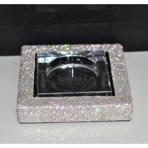 Luxury Ash Trays Diamond-studded Crystal Shiny Custom Weed Tray Set Smoking Cigar Ashtray Home Storage Glass Tray Cute for Girls