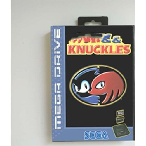Soniced and Knuckles - EUR Cover With Retail Box 16 Bit MD Game Card for Megadrive Genesis Video Game Console
