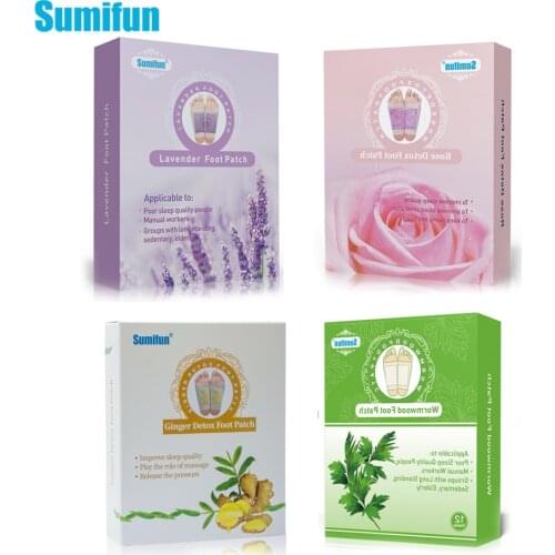 Sumifun 4 Styles of 12Pcs/Box Ginger/Lavender/Wormwood/Rose Detox Foot Patch Essential Oil Medical Plaster