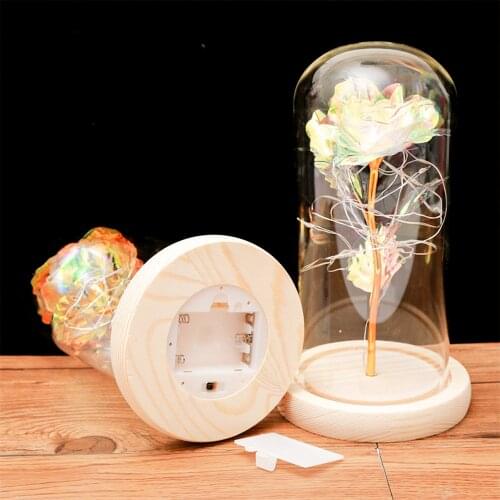Dried flowers preserved light roses in glass cover ornaments wedding Valentines Day New Year Home Decor girlfriend Gift