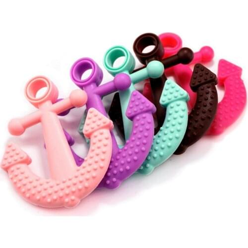 Sutoyuen 5pcs Ship Anchor Shaped Silicone Beads Pendant Baby Teether Nursing Tool BPA Free Necklace Charms Toys Jewelry Making