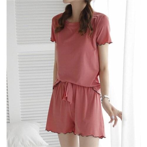 Ice Silk Thin Summer Pajamas Set New Sweet Students Sleepwear Comfortable Short Sleeve Pant Nightwear Women Pijama Mujer