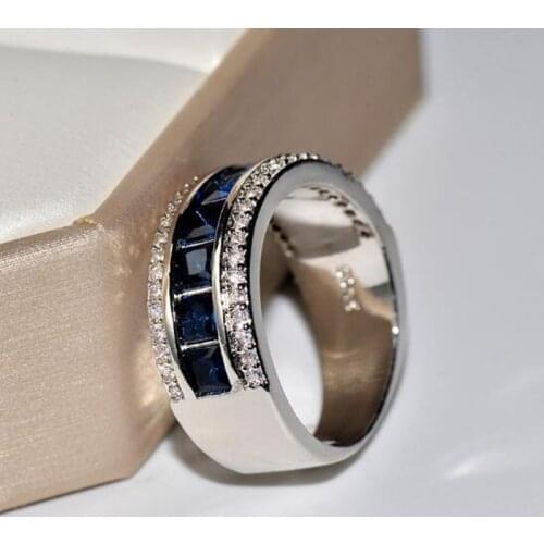 High quality Creative BLUE Inlaid Zircon ring electroplated Royal blue Zirconia Ring jewelry for Ladies