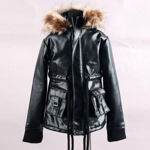 [wamami] 770# Black Hooded Fur Collar Cotton Coat For 1/3 SD DOD BJD Dollfie