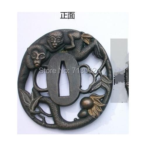 Handmade Japanese Katana Fitting Sword accessory kirsite Guard *Tsuba - Monkey