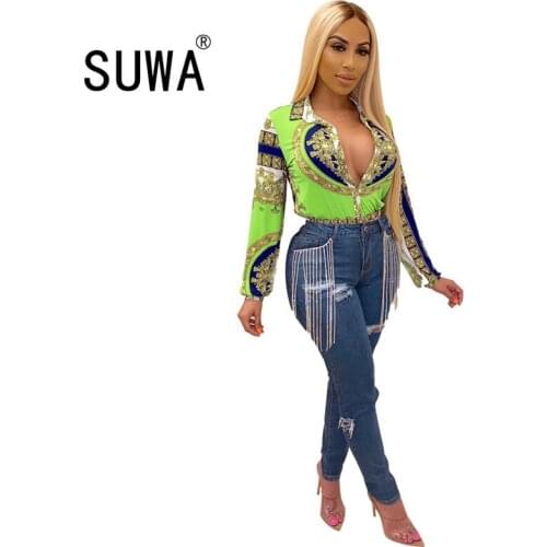 Women celebrity fashion 2020 high street casual print chic 90s tshirt long sleeve oversize shirt blouse work streetwear