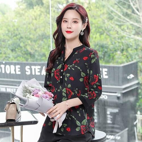 Spring Summer Style Women Fashion Chiffon Blouses Shirts Casual Print O-Neck Loose Tops Blusas MM0260