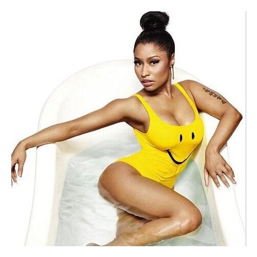 WackDaria sexy women swimsuit one-piece smile face yellow printed купальник women swimming suit hot summer new arrived