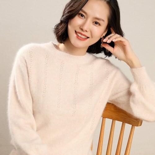 Women Sweater and Pullovers 100% Mink Cashmere Knit Soft and Warm O-neck Jumpers Female Winter New Arrival Sweaters 10 Colors