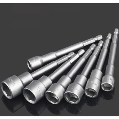 1Pcs 1/4" 6-19mm Hex Shank Power Nut Driver Drill Bit Metric Socket Wrench Screw Magnetic Nut Driver Set Socket Adapter