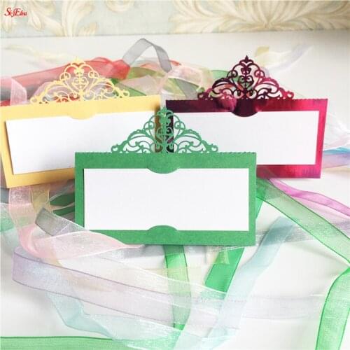 100Pcs/set Laser Cut Table Cards Wedding Table Place Name Card Wedding Party Table Decoration Wedding Invitations white 6Z